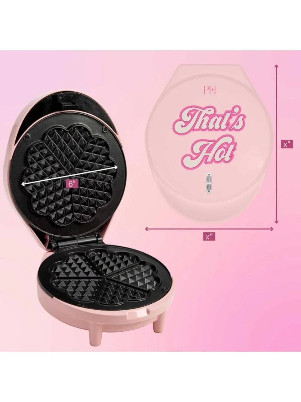Mini Heart Waffle Maker - Makes 5 Cute Heart-Shaped Waffles, Nonstick, Easy